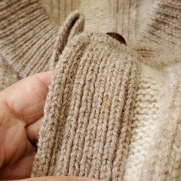 Handmade wool sweater.  Color cream. Guessing a Medium. Zipper closure. - Picture 12 of 13